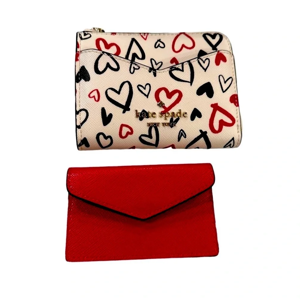 Kate Spade Staci Scribble Heart Boxed Wallet Card Set NWT!
